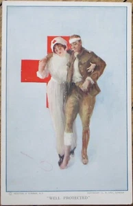 Hal Hurst Künstler signierte 1915 Glamour Postkarte, 1. Weltkrieg Krankenschwester verwundeter Mann - Bild 1 von 1