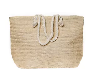 Strandtasche Sommertasche XXL Damentasche Badetasche Uni Tasche Strand Beige - Bild 1 von 8