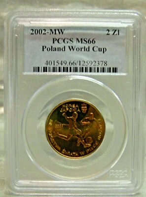 2002 MW 2 Zlote Poland PCGS MS66 World Cup Grade by PCGS - Image 1 of 4