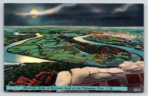 Postcard Moonlight Scene of Moccasin Bend on the Tennessee River T 26 - Picture 1 of 2
