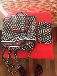 CLAIRE MURRAY 100 % BAUMWOLLE SCHWARZ UND ROT BLUMENDESIGN UND PASSENDES ETUI - Bild 1 von 7