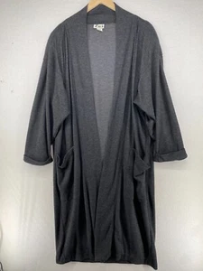 Cárdigan plumero vintage años 80 ZIKI kimono mujer M frente abierto mezcla de algodón gris EE. UU. - Imagen 1 de 15