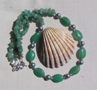 Green Aventurine And Green Shell Pearl Gemstone Statement Necklace Gwenerve