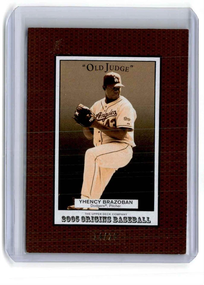 2005 UD Origins Old Judge Gold Yhency Brazoban 14/20 Los Angeles Dodgers #187 - Image 1 of 2