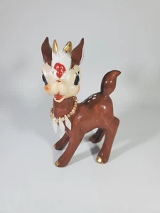 Vintage Rentier mit Käfer auf der Nase Figur, 4 1\2" groß - Bild 1 von 5