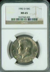 1982 D KENNEDY HALF DOLLAR NGC MS65 TOUGH DATE * - Picture 1 of 4