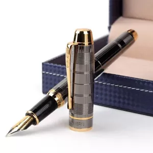 Hero Fountain Pen Gray Paint Carving Personalised Luxury M Nib 0.7mm Gift Box - Picture 1 of 9