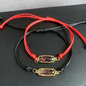 Zuzu Red Black Rope Gold Plated Light Purple Crystal Charm Adjustable Bracelet - Picture 1 of 6