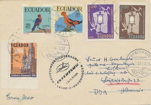 ECUADOR 1959 extrem selt Mitläuferpost aus Ecuador mit INTERFLUG Messesonderflug - Bild 1 von 2
