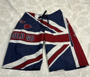 Quiksilver Swim Trunk/Board Shorts Boys 24" Sz 8 Hawaiian flag Ed Aikau Memory - Picture 1 of 10