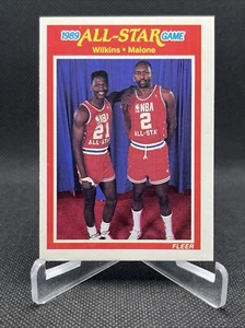 1989-90 Fleer All-Star Game #165 Dominique Wilkins, Moses Malone - Atlanta Hawks - Foto 1 di 6