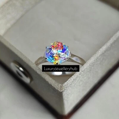 Topacio Místico Corte Redondo Chapado en Oro Plata de Ley 925 Regalo de Cumpleaños para Mujer Foto 1 de 4