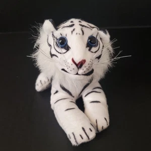 Peluche de tigre de bengala siberiano blanco animal realista cuerpo de 7” EXCELENTE - Imagen 1 de 7