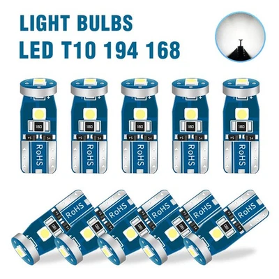 LED T10 194 168 Plate Light Bulbs White W5W Interior Map Car Trunk License 10pcs - Image 1 of 4
