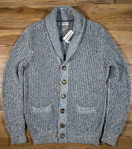 NWT! Brunello Cucinelli Sky Blue Melange Chunky Knit Shawl Collar Cardigan 40 - Picture 1 of 14