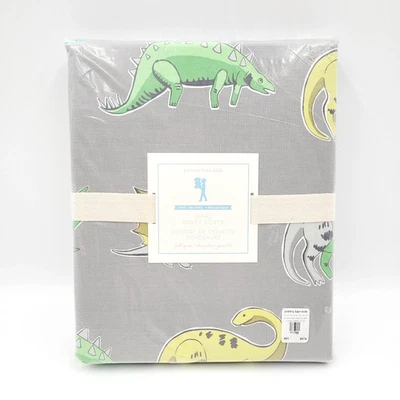 Funda nórdica Pottery Barn Kids dinosaurio dinosaurio algodón orgánico completa/gris reina NUEVA Foto 1 de 2