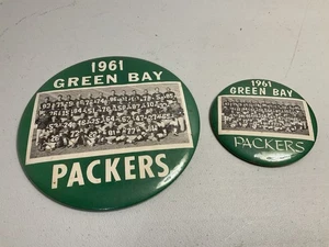2 Vintage 1961 Green Bay Packers Team Photograph Pin Back Button 5 3/4" 3 1/4" - Picture 1 of 8
