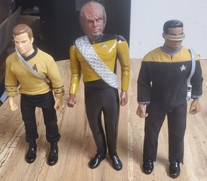 Lot 3 1993 Playmate Star Trek Next Gen Action Figures 9&10" Clingon Geordi Kirk - Picture 1 of 10
