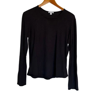 Camisa James Perse Mujer 3 Grande Negra Algodón Modal Minimalista Cuello Redondo Informal - Imagen 1 de 9