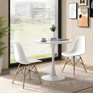Modern 3 Piece Dining Kitchen Set Round DiningTable Chairs Set for Small Space - Picture 1 of 6