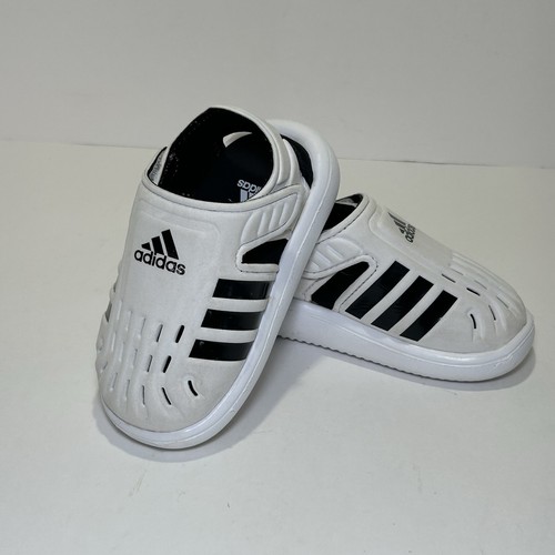 Sandali da acqua Adidas 5K bambino bambino gomma bianco slip on gancio e passante
