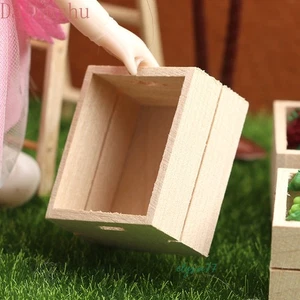 1:12 Scale Dollhouse Furniture Miniature Plain Wooden Boxes Basket Unpainted - Picture 1 of 6