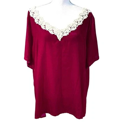 Camisa Top Jaded Gypsy Talla L XL Terciopelo Magenta Ribete Encaje Hecha en EE. UU. Foto 1 de 4
