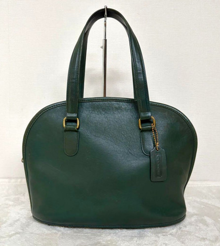Vecchia borsa Coach doppio manico pelle verde scuro piccola borsa autentica rara