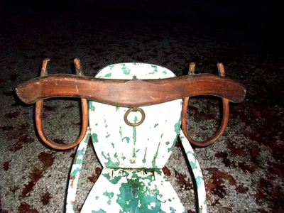 Unusual 40" Antique Wooden Double Oxen Yoke Forged Iron Ring - Image 1 of 4