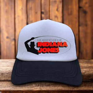 The Adventures of Indiana Jones Mens Trucker Hat Black Snapback Retro Video Game - Picture 1 of 6