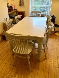 Cotswold Co marble dining set, 6 seat set. Solid wood and marble top. - Picture 1 of 7