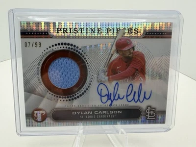 2024 Topps Pristine - Pristine Pieces Autograph Relics Dylan Carlson #/99 - Image 1 of 2