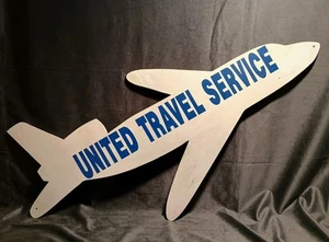 Großes 36" Vintage Holz Flugzeug Werbung "United Travel Service" IL USA - Bild 1 von 7
