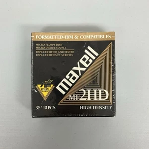 Maxell MF2HD High Density Floppy Disks 10 Pack Factory Sealed New Old Stock NOS - Afbeelding 1 van 6