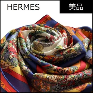 Bufanda de seda HERMES Carre 90 ASTRES et SOLEILS azul marino naranja multicolor 90 cm - Imagen 1 de 10