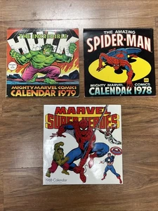 Vintage Marvel Comics Wall Calender Lot - Spiderman Hulk w/ Foldout Poster - Picture 1 of 3
