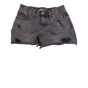 Old Navy Girls High-Rise Built-In Tough Black Jean Shorts Size 12 Distressed - Picture 1 of 8