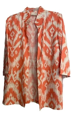 Blusa Chico’s Feminina Tamanho 1 Salmão Manga Longa Jaqueta Aberta 100% Linho Média/8 - Imagem 1 de 4