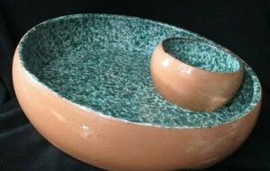 HOLIDAY CHIP & DIP Studiokeramik rund GETEILT SERVIERSCHALE SCHWER - Bild 1 von 5