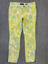 Jessica Simpson Jeans Womens 28 Skinny Low Rise Floral Yellow Stretch Boho Pants