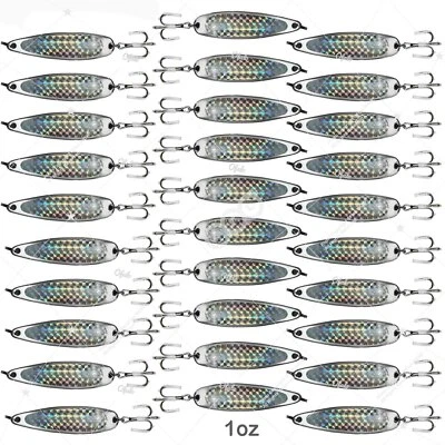 30pcs 1oz Silver tape crocodile Spoon trolling flutter Casting Jig Metal Lures - Image 1 of 4
