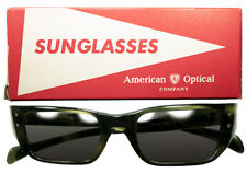 60s DEADSTOCK AO American Optical Sunglasses GREEN TORTOISE AMBER Made in USA