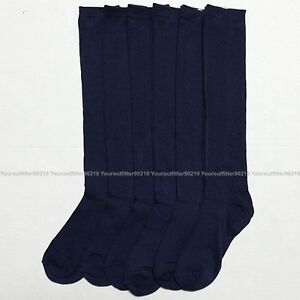 6-8 Knee High Uniform School Socks Black Navy White Junior Girls 3 6 & 12 Pack