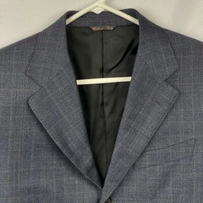 Trussini Sport Coat Lana Super 120s Mens 38R Blazer 3-Button Blue Plaid Italy - Image 1 of 4