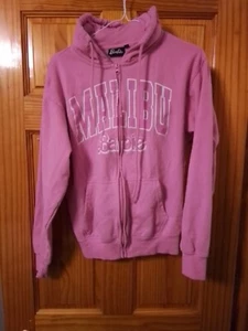 Malibu Barbie Jacket Womens Pink Small Hoodie Zip-up Sweatshirt - Picture 1 of 5