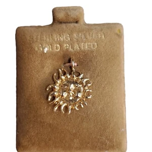 New Gold Plated Sterling Silver Sun Charm Happy Summer Sunshine Joy Face Gift - Picture 1 of 2