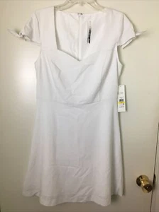 NWT! KENSIE White Cap Sleeve Sweetheart Neck Fit Flare A Line Mini Dress Sz M - Picture 1 of 12