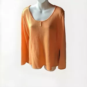 Eileen Fisher Größe M Langarm Leinen Apricot Farbig Pullover Oberteil - Bild 1 von 7