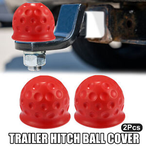 2pcs Universal Trailer Hitch Ball Cover Waterproof 50mm ID Red for Car Truck RV