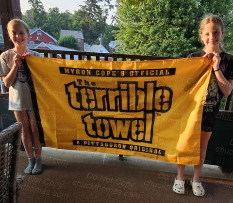 Pittsburgh STEELERS Myron Cope's Terrible Towel Huge Flag NEW Licensed Cover